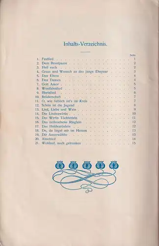 Heft: Festlieder zur Vermählungsfeier. A. Reuter / A. Dust, C. L. Krüger Verlag