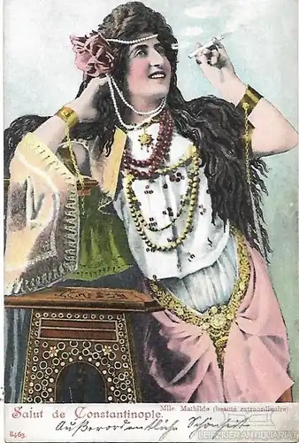 AK Salut de Constantinople. Mathilde. ca. 1908, Postkarte. Serien Nr, ca. 1908