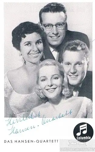 Das Hansen-Quartett. Autogrammkarte. Signiert, Autogrammkarte, Columbia