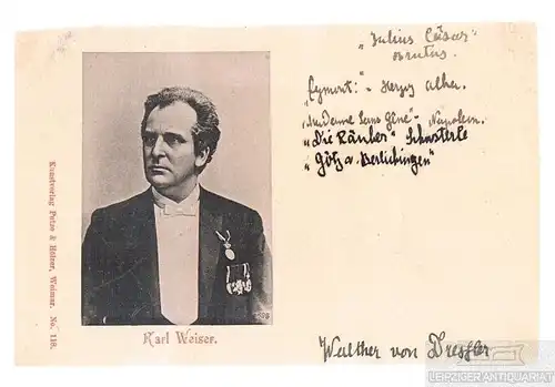 AK Karl Weiser, Postkarte. Nr. 118, Kunstverlag Putze & Hölzer, gebraucht, gut