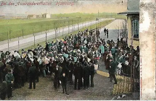 AK Bei den Auswanderhallen Hamburg. ca. 1905, Postkarte. Ca. 1905, Verlag A.N.H