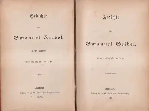 Buch: Gedichte, Emanuel Seibel, 1876, J. G. Cotta'sche Buchhandlung Nachfolger