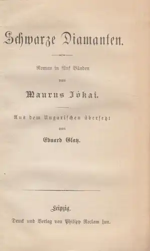 Buch: Schwarze Diamanten, Roman . Jokai, Maurus, Reclam Verlag, gebraucht, gut