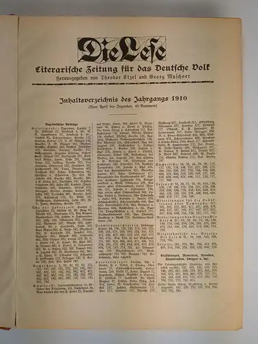 Die Lese 1910, Nr. 1-40, Literarische Zeitung (vollständig), Etzel / Muschner