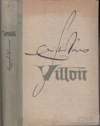 Buch: Villon, Sommer, Ernst. 1949, Aufbau-Verlag, gebraucht, mittelmäßig