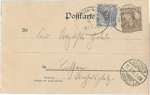 AK Gruss aus Ilfeld . ca. 1901, Postkarte. Serien Nr, ca. 1901, gebraucht, gut