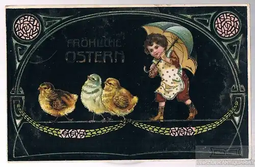 AK Fröhliche Ostern, Postkarte. Osterkarte. Ser. 6787, ca. 1910, gebraucht, gut