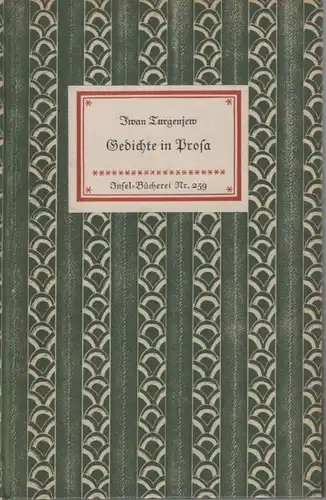 Insel-Bücherei 259, Gedichte in Prosa, Turgenjew, Iwan. 1956, Insel-Verlag