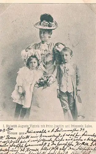 AK I. Majestät Auguste Victoria mit Prinz Joachim und Prinzessin... Postkarte