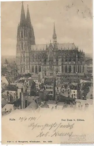 AK Köln. Der Dom v. Süden. ca. 1901, Postkarte. Serien Nr, ca. 1901