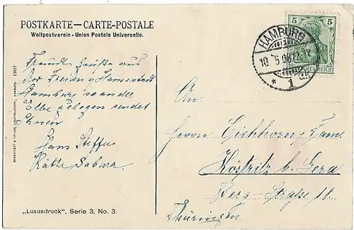 AK Hamburg. Lombardsbrücke mit Stadt. ca. 1908, Postkarte. Serien Nr, ca. 1908