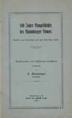 Buch: 880 Jahre Baugeschichte des Hamburger Domes, Memminger, K., 1920, gut