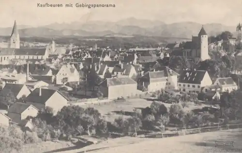 AK Kaufbeuren mit Gebirgspanorama. ca. 1911, Postkarte. Serien Nr, ca. 1911