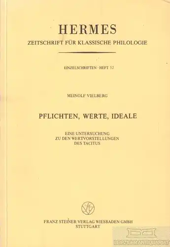 Buch: Pflichten, Werte, Ideale, Vielberg, Meinolf. 1987, gebraucht, wie neu