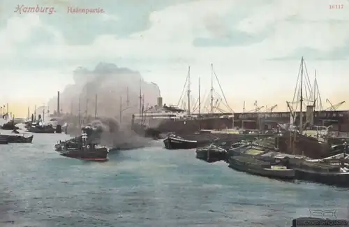 AK Hamburg. Hafenpartie. ca. 1910, Postkarte. Serien Nr, ca. 1910