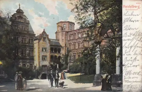 AK Heidelberg. Schlosshof. ca. 1904, Postkarte. Serien Nr, ca. 1904