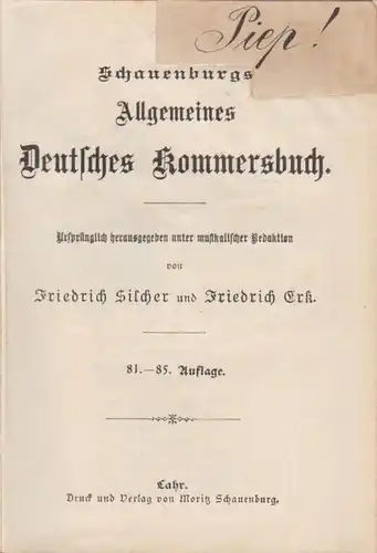 Buch: Schauenburgs Allgemeines Deutsches Kommersbuch, Silcher / Lahr