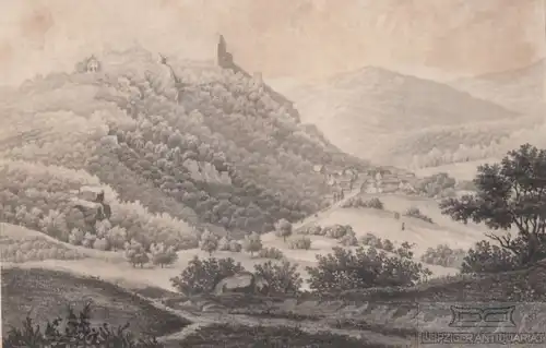 Burg Falkenstein. aus Meyers Universum, Stahlstich. Kunstgrafik, 1850