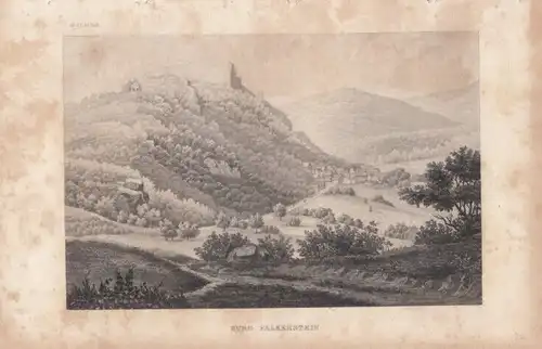 Burg Falkenstein. aus Meyers Universum, Stahlstich. Kunstgrafik, 1850