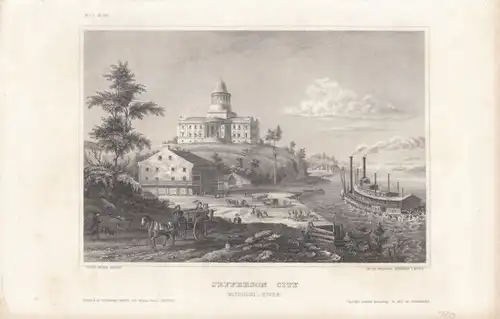 Jefferson City (Missouri-River). aus Meyers Universum, Stahlstich. Kunstgrafik