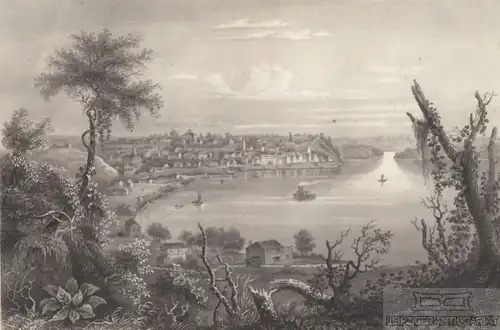 Burlington am Mississippi. aus Meyers Universum, Stahlstich. Kunstgrafik, 1850