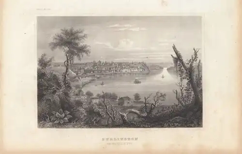 Burlington am Mississippi. aus Meyers Universum, Stahlstich. Kunstgrafik, 1850