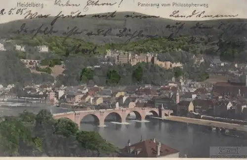 AK Heidelberg. Panorama vom Philosophenweg. ca. 1905, Postkarte. Serien Nr