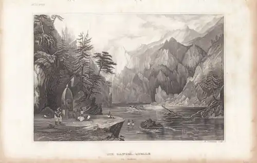 Die Ganges-Quelle in Indien. aus Meyers Universum, Stahlstich. Kunstgrafik, 1850