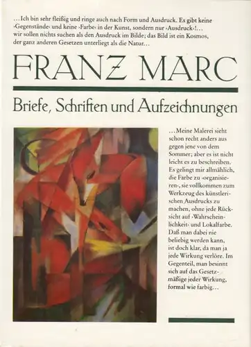 Buch: Briefe, Schriften und Aufzeichnungen, Marc, Franz. 1989, gebraucht, gut