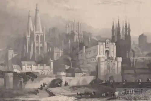Ansicht von Burgos in Spanien. aus Meyers Universum, Stahlstich. Kunstgrafik
