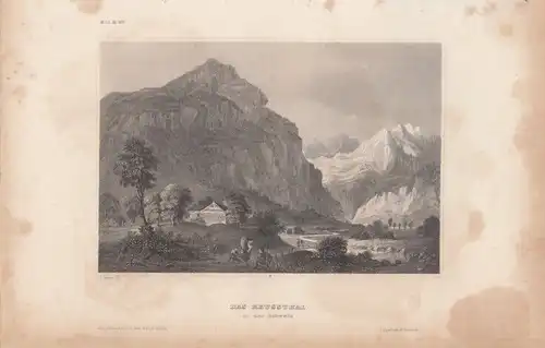 Das Reussthal in der Schweiz. aus Meyers Universum, Stahlstich. Kunstgrafik