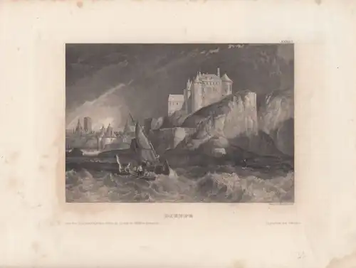 Dieppe. aus Meyers Universum, Stahlstich. Kunstgrafik, 1850, gebraucht, gut