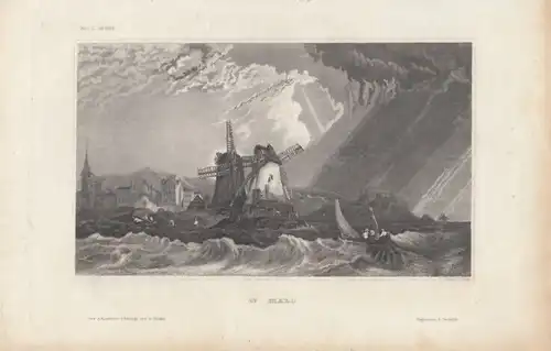 St. Malo. aus Meyers Universum, Stahlstich. Kunstgrafik, 1850, gebraucht, gut
