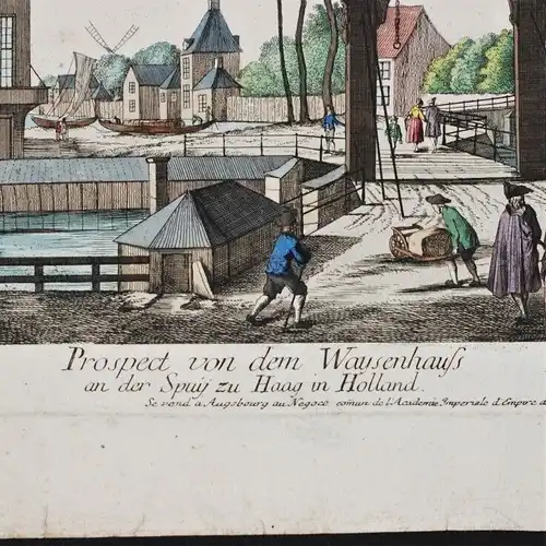 Kupferstich: Prospect von dem Waysenhaus an der Spuij zu Haag in Holland, Riedel