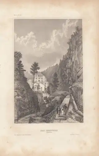 Bad Pfeffers (Schweiz). aus Meyers Universum, Stahlstich. Kunstgrafik, 1850
