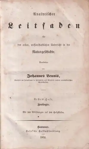 Buch: Analytischer Leitfaden, Erstes bis drittes Heft, Joh. Leunis, 1852, Hahn