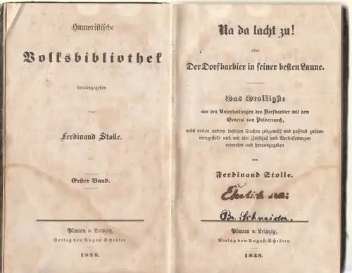 Buch: Na da lacht zu! oder der Dorfbarbier in seiner besten Laune, Stolle. 1848