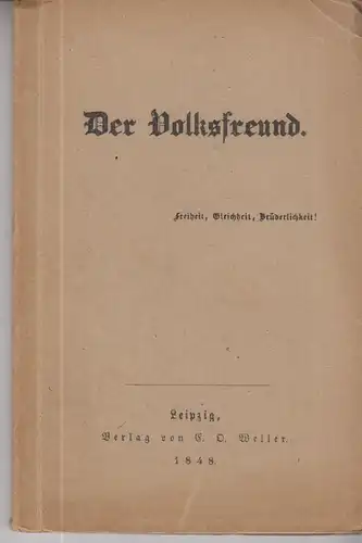 Buch: Der Volksfreund, anonym, 1947, Bibl. Institut, Faksimile d. Originals