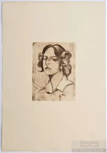 Radierung: Studienkopf, Geibel, Margarete. Kunstgrafik, 1905, gebraucht, gut