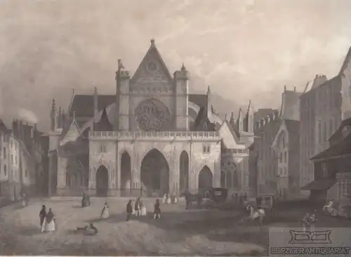 Kirche St. Sulpice D' Auxerre in Paris. aus Meyers Universum, Stahlstich. 1850