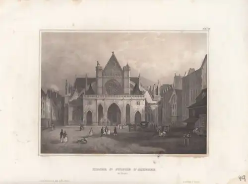 Kirche St. Sulpice D' Auxerre in Paris. aus Meyers Universum, Stahlstich. 1850