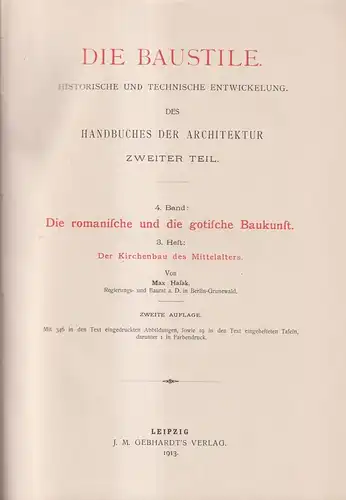 Buch: Der Kirchenbau des Mittelalters. Max Hasak, 1931, J. M. Gebhardt Verlag