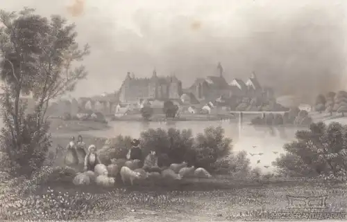 Neuburg in Bayern. aus Meyers Universum, Stahlstich. Kunstgrafik, 1850