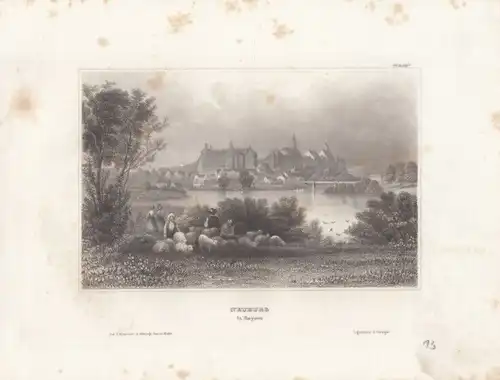 Neuburg in Bayern. aus Meyers Universum, Stahlstich. Kunstgrafik, 1850