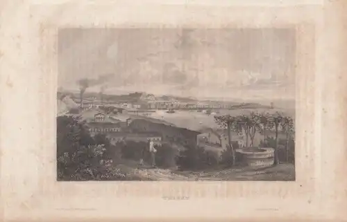 Triest. aus Meyers Universum, Stahlstich. Kunstgrafik, 1850, gebraucht, gut
