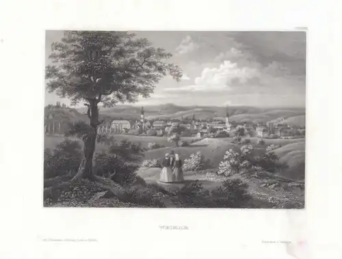 Weimar. aus Meyers Universum, Stahlstich. Kunstgrafik, 1850, gebraucht, sehr gut