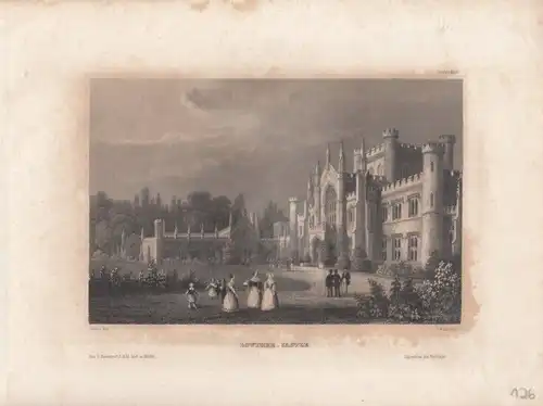 Lowther-Castle. aus Meyers Universum, Stahlstich. Kunstgrafik, 1850