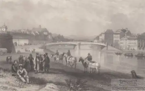 Die Ferdinands-Brücke in Wien. aus Meyers Universum, Stahlstich. Kunstgrafik