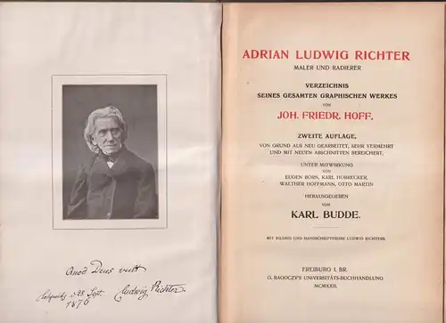 Buch: Adrian Ludwig Richter, Maler und Radierer. Hoff / Budde, 1922, G. Ragoczy'