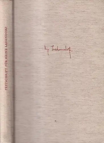Buch: Festschrift für Heinz Ladendorf. Pter Bloch, Gisela Zick, 1970, Böhlau